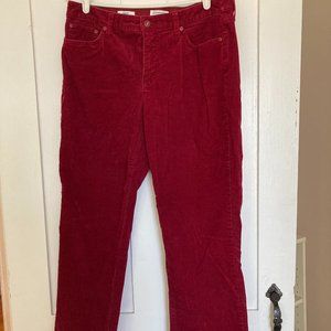 Burgundy Red Corduroy Pants St John's Bay Straight Cut 12 37" Long  Ready 4 Fall